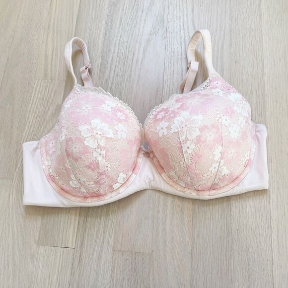 BUY 1 GET 1 FREE 38D Victorias Secret body by Victoria lined demi pink lace bra - Picture 1 of 12